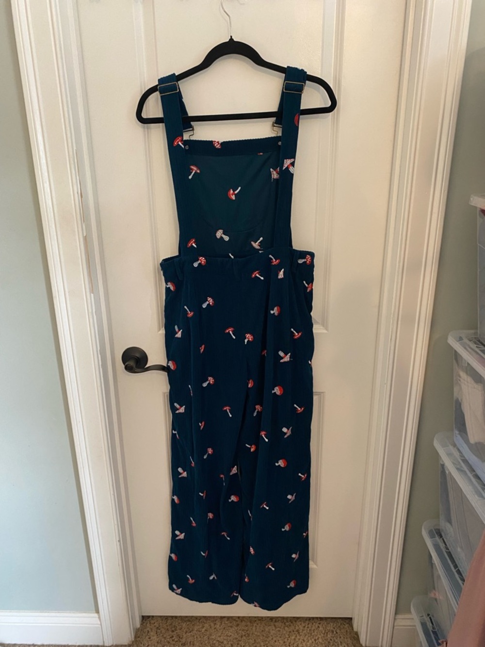 Cider Mushroom Embroidered Corduroy Wide Leg Overalls - Picture 6 of 9